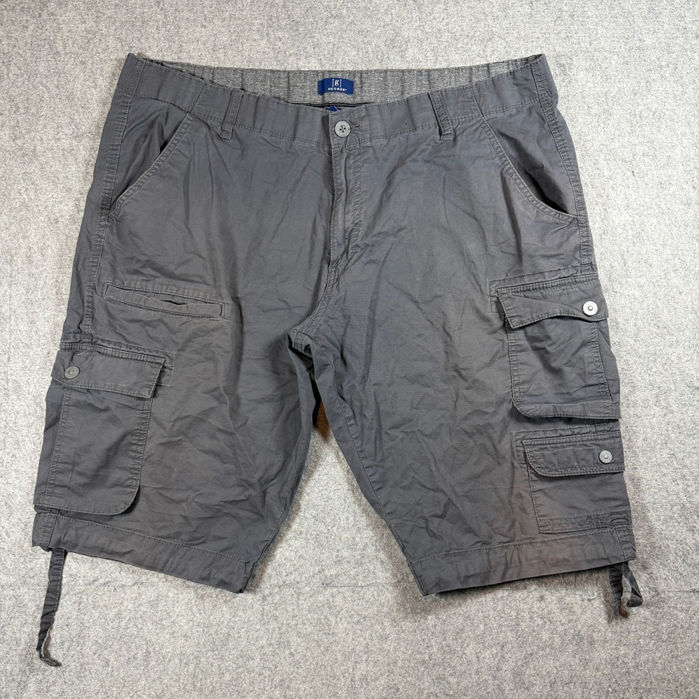 George Mens Cargo Shorts 42 Gray Multi Pocket Cotton Blend Utility